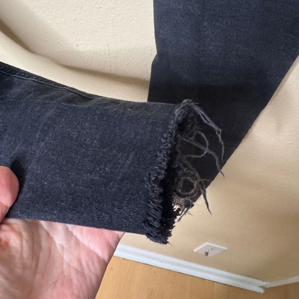 We The Free Jeans Women's 29 Black Button Fly High Waisted Distressed - Picture 11 of 13